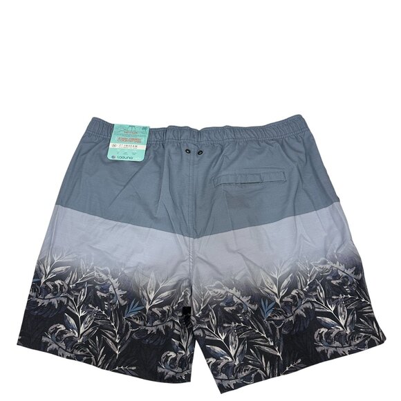Laguna Swim Mens 2XL Swim Shorts Gray/Blue Palm Gradient Design Mesh Lining - Picture 4 of 12